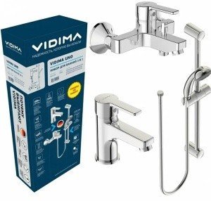 Vidima Uno BD127AA Комплект смесителей для ванной комнаты 3 в 1 (хром)