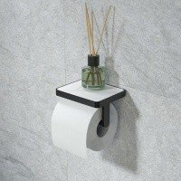 IDDIS On-X ONXBL01i43 Держатель туалетной бумаги с полочкой (чёрный матовый | белый камень)