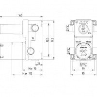 E.C.A. 102166301EX Встраиваемый механизм смесителя для ванны (хром)