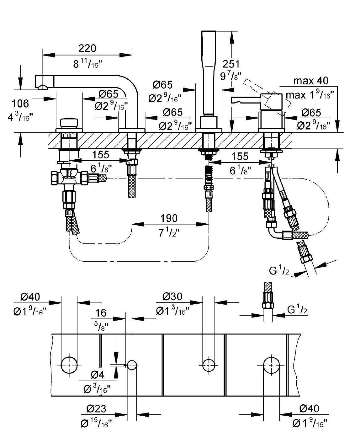 GROHE Essence 19578000 смеситель на борт ванны, в магазине сантехники ...