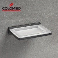 Colombo Design LOOK B1601.GM - Стеклянная мыльница в комплекте с настенным держателем (графит шлифованный)
