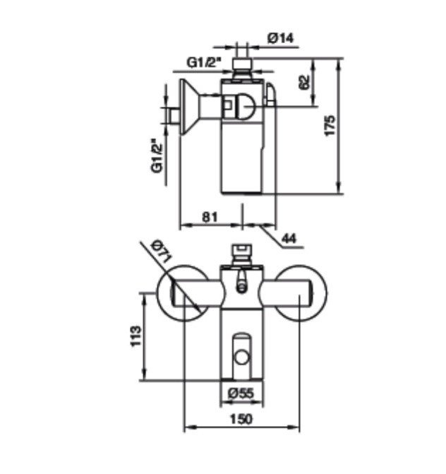 idral 02574 Бесконтактный смеситель с регулятором температуры для душа ...