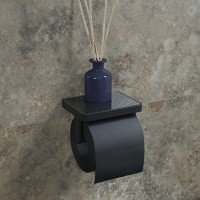 IDDIS On-X ONXBL02i43 Держатель туалетной бумаги с полочкой (чёрный матовый | чёрное стекло)