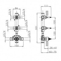 Cisal ZA01V20004 Внутренний механизм смесителя для ванны на 2 потребителя