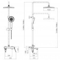 FASHUN A2486-7 Душевая система | комплект со смесителем с функцией наполнения ванны (чёрный матовый)