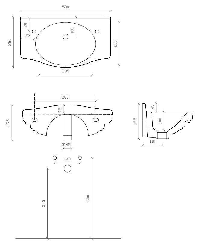 Galassia Ethos 8430 Раковина подвесная 50 см, в магазине сантехники ...