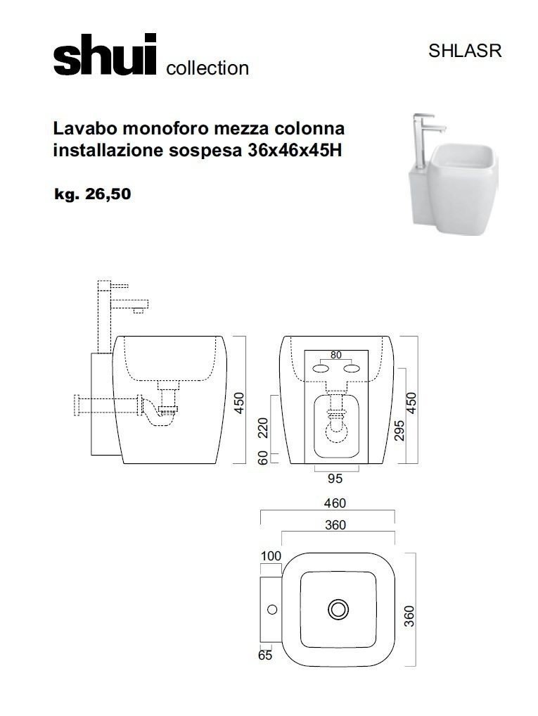 Cielo SHUI SHLASR Раковина навесная на стену 36 см (цвет: черный), в ...