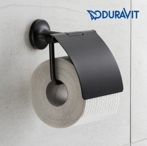 DURAVIT Starck T 0099404600 Держатель для туалетной бумаги | с крышкой (черный матовый)