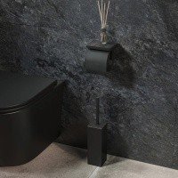 IDDIS On-X ONXBL03i43 Держатель туалетной бумаги с полочкой (чёрный матовый | чёрный камень)