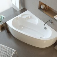 Акриловая ванна ALPEN Terra 140 R ALPTR140R, гарантия 10 лет, асимметричная форма, объём 180 литров, цвет - snow white (белоснежный)