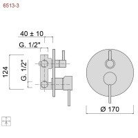 Giulini Futuro F6513-3 Смеситель для ванны - комплект с внутренним механизмом (хром)