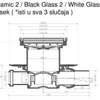 PESTAN Standard White Glass 2 13000157 Душевой трап 150*150 мм - готовый комплект для монтажа с декоративной решёткой (белое стекло | золото)