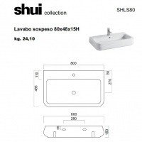 Cielo SHUI SHLS80: Раковина на 80 см, с отверстием под смеситель, возможна установка на мебель или столешницу.

