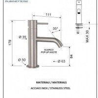Remer X STYLE Inox SSX12 Смеситель для раковины (шлифованная нержавеющая сталь)