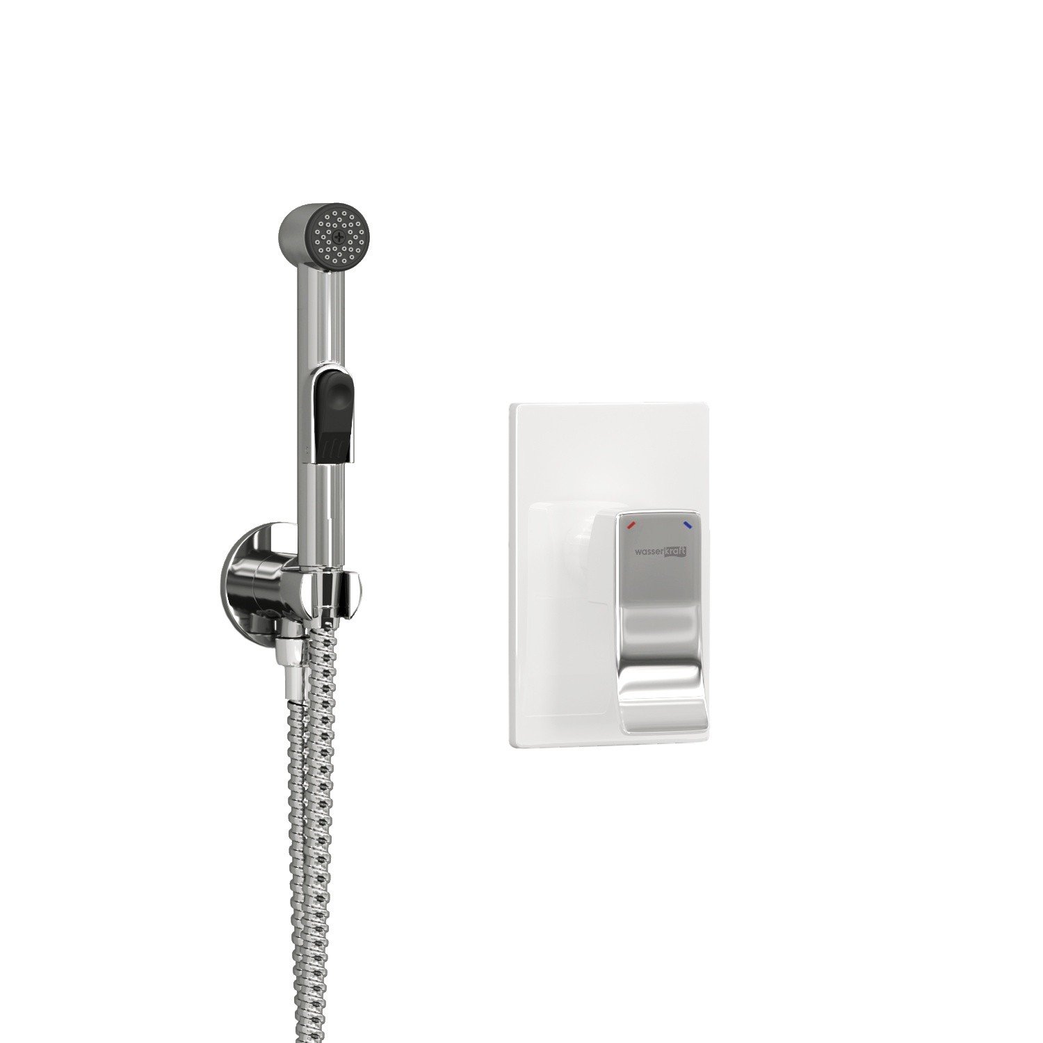 WasserKRAFT Aller A010657WHITE Гигиенический душ - комплект со смесителем (хром | белый)
