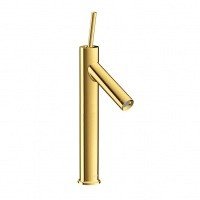 Axor Starck 10123990 Высокий смеситель для раковины - полированное золото,  в комплекте со сливным гарнитуром (донным клапаном)