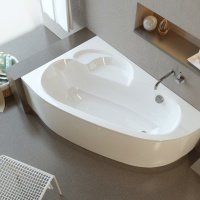 Акриловая ванна ALPEN Terra 150 L ALPTR150L, гарантия 10 лет, асимметричная форма, объём 210 литров, цвет - snow white (белоснежный)