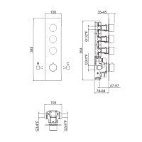Carimali ilTondo 21039EST-CR Термостатический смеситель для ванны на 3 выхода - внешняя часть (хром)