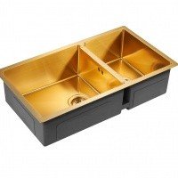 Paulmark AXEL PM227844-BG Мойка для кухни двойная 78*44 см (брашированное золото)