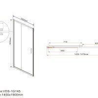 Vincea Garda VDS-1G145CH Душевая дверь 1450*1900 мм (профиль хром | витраж стекло "шиншилла")