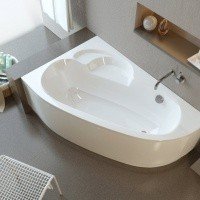 Акриловая ванна ALPEN Terra 150 R ALPTR150R, гарантия 10 лет, асимметричная форма, объём 210 литров, цвет - snow white (белоснежный)