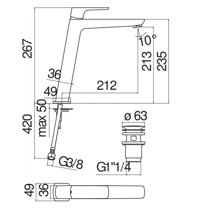 NOBILI Acquaviva VV103128/2WM Высокий смеситель для раковины, купить в ...