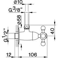 Cisal AR00146021 Угловой вентиль для подключения смесителя 1/2" (хром)