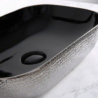 CeramaLux LuxeLine D1333H020 Раковина накладная на столешницу 46*33 см (черный | серебро)