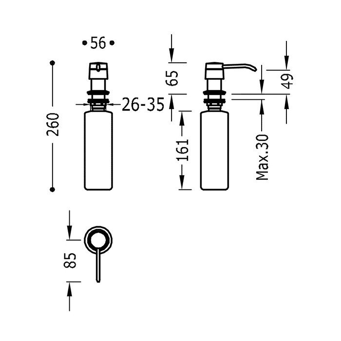 TRES 13474110 - Дозатор для жидкого мыла 400 мл | встраиваемый (хром .