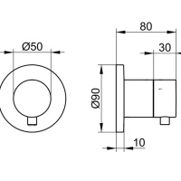 Keuco Ixmo 59549011001 Запорный вентиль с переключателем на 3 положения - внешняя часть (хром)