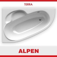 Акриловая ванна ALPEN Terra 160 L ALPTR160L, гарантия 10 лет, асимметричная форма, объём 230 литров, цвет - snow white (белоснежный)