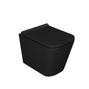 D&K Berlin DT1436025 Унитаз подвесной, безободковый | комплект с сиденьем Soft Close (чёрный матовый)