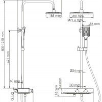 WasserKRAFT A11301 Душевая система - комплект с термостатом с функцией наполнения ванны (хром | белый)