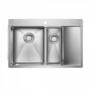 Paulmark LIGA PM227851-BSL Мойка для кухни двойная левая 78*51 см (нержавеющая сталь)