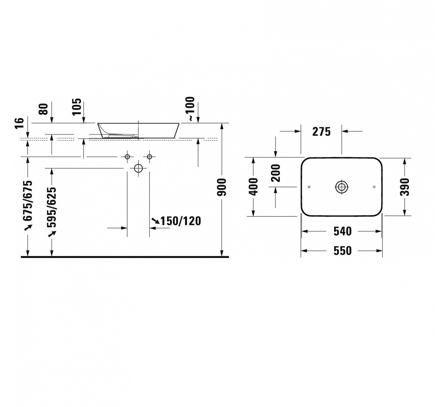 Duravit Cape Cod 2347550000 Раковина накладная 55 см (белый), купить в