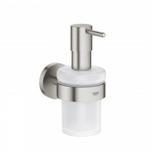 GROHE Essentials 40448DC1 Дозатор для жидкого мыла 160 мл, в комплекте с держателем (шлифованная нержавеющая сталь)