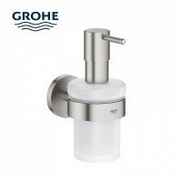 GROHE Essentials 40448DC1 Дозатор для жидкого мыла 160 мл, в комплекте с держателем (шлифованная нержавеющая сталь)