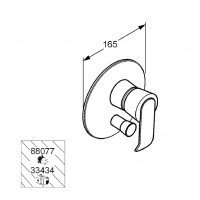 KLUDI JOOP 555150575 смеситель для ванны и душа внешняя часть, хром