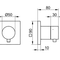 Keuco Ixmo 59549011002 Запорный вентиль с переключателем на 3 положения - внешняя часть (хром)