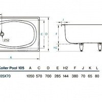 Koller Pool B15E1200E Ванна стальная 1050*700 мм (белый)