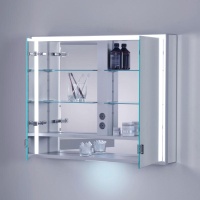 Keuco Royal Lumos 14303172301 Зеркальный шкаф с подсветкой 90*74 см (алюминий | белый)