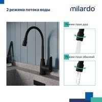 MILARDO Meal M07BL2FM05 Высокий смеситель для кухни (чёрный матовый)