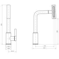 FASHUN A56131-17 Высокий смеситель для кухни с вытяжным изливом (графит матовый)