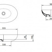 AeT Elite Oval L616T0R0V0101 Раковина накладная 555*385 мм (белый матовый)