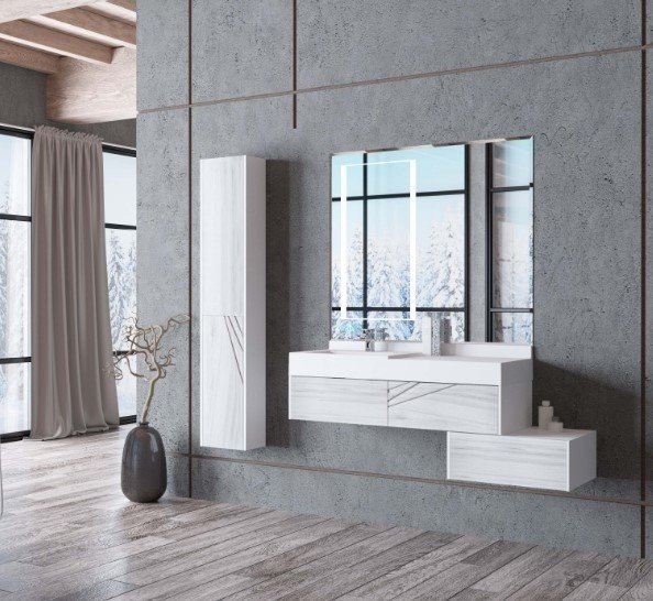 Акватон Сакура 1A235102SKW80 Зеркало с подсветкой 100*110 см (серебро ...