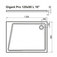 Ravak Gigant Pro 10° XA05G70101L Душевой поддон 1200*900 мм (белый)