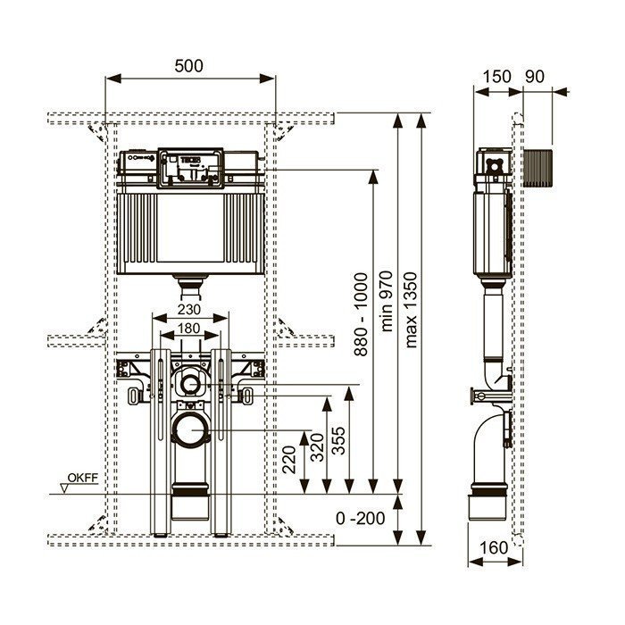 TECE Profil 9041306 - Встраиваемый смывной бачок с кронштейнами для ...