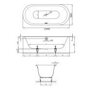 BETTE Lux Oval 3467-000 PLUS Ванна встраиваемая с шумоизоляцией 190*90*45 см (белый)