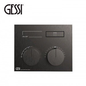 GESSI HI-FI Compact 63002 707 Термостатический смеситель для душа | Black Metal Brushed PVD (черный хром шлифованный)