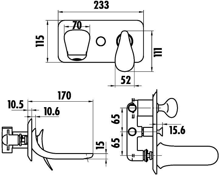 Creavit Foglia FG2501 Смеситель для ванны встраиваемый (хром), в ...